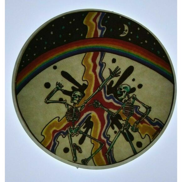 Grateful Dead Sticker Original 1980s Car Window Sticker Skeletons Rainbow Moon - Picture 2 of 5